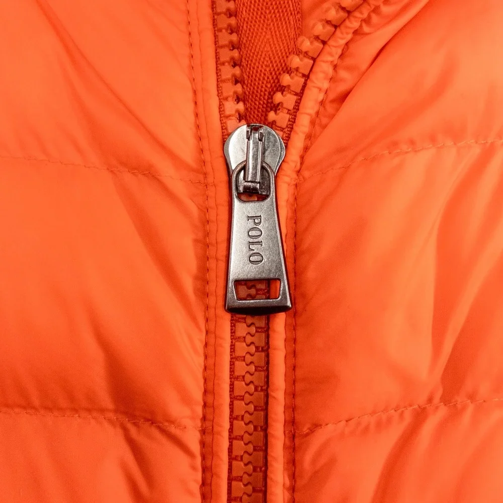 Polo Ralph Lauren Colden Packable Down Puffer Vest Men's Large Orange NWT $198